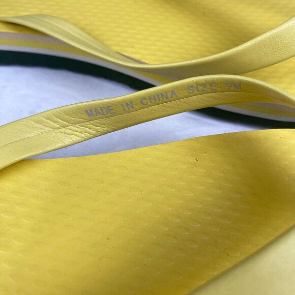 Tory Burch Womens sz 9 M Mini Minnie Flip Flop Thong Firefly Yellow Logo Sandals - Picture 9 of 9